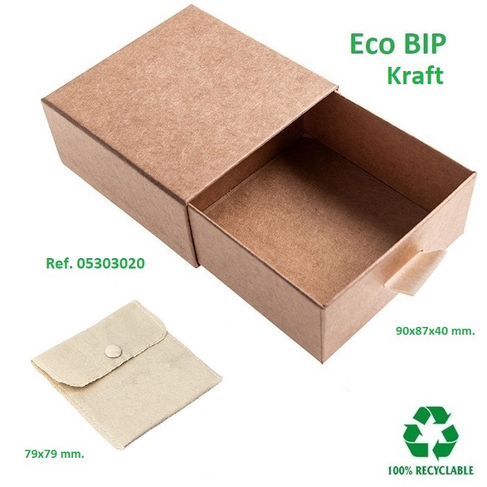 Caja Eco BIP universal 90x87x40 mm. (bolsa botón)